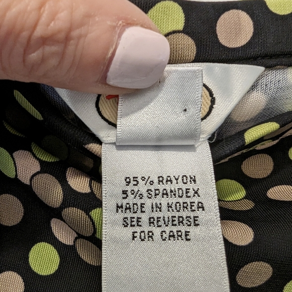 Talbots matching 2 piece set green sleeveless top/midi black polka dots shirt L - Picture 14 of 16